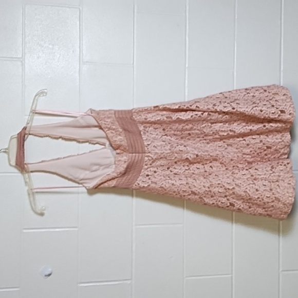 Elegant Pink Lace Halter Dress - Picture 13 of 14